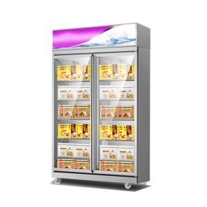 China 1000L Glass Door Display Showcase Upright Freezer With Fan Cooling System wholesale