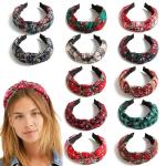 Christmas Xmas Cross Knot Hairband Plaid Holiday Decorations 40cm 15.8in