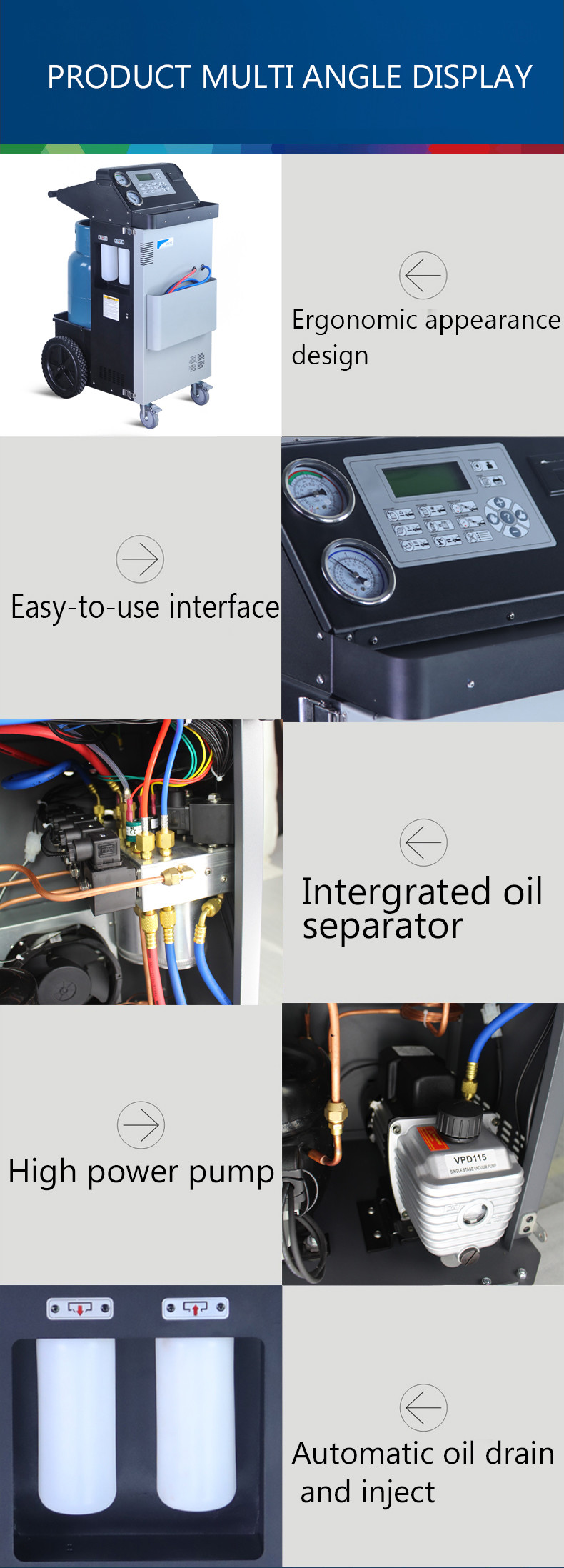 Bus Truck Air Condition AC Refrigerant Recovery Machine Automotive AC2200