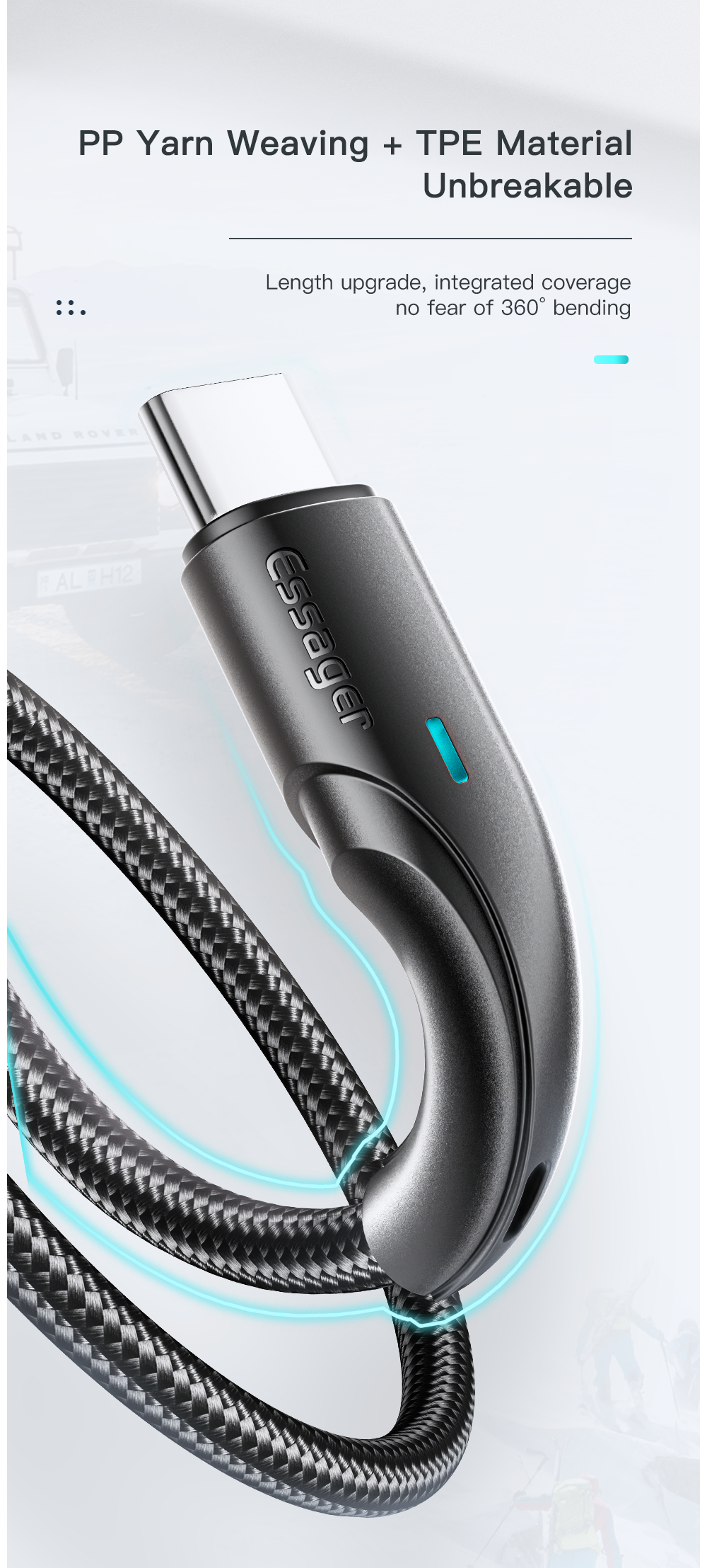Essager 2022 Rousseau Fast Charging Type C To Type C Charging Cable 100W 60W
