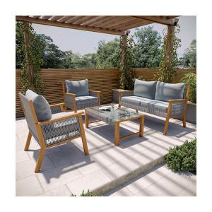 China Y Mail Packing Rattan Weave Outdoor Sofa Set with Solid Wooden Frame and PE Wicker wholesale