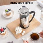 Stainless Steel French Press Coffee Maker 1000ML Large Glass Double Wall French