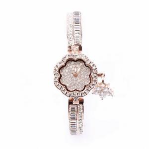 China Petal Dial Women Quartz Wrist Watch Full Rhinestone Fashion Temperament Bracelet wholesale