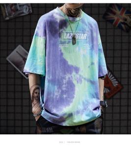 China Colorfull Green Tie Dye Men Streetwear T Shirts 130gsm-230gsm Worsted Fabric streetwear clothing manufacturers wholesale