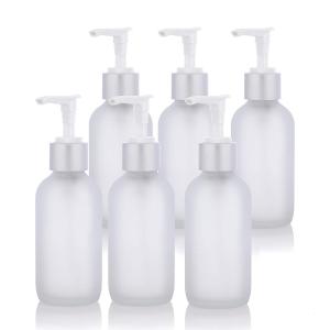 China LinDeer White 100ml Frosted Glass Pump Lotion Bottle ODM wholesale