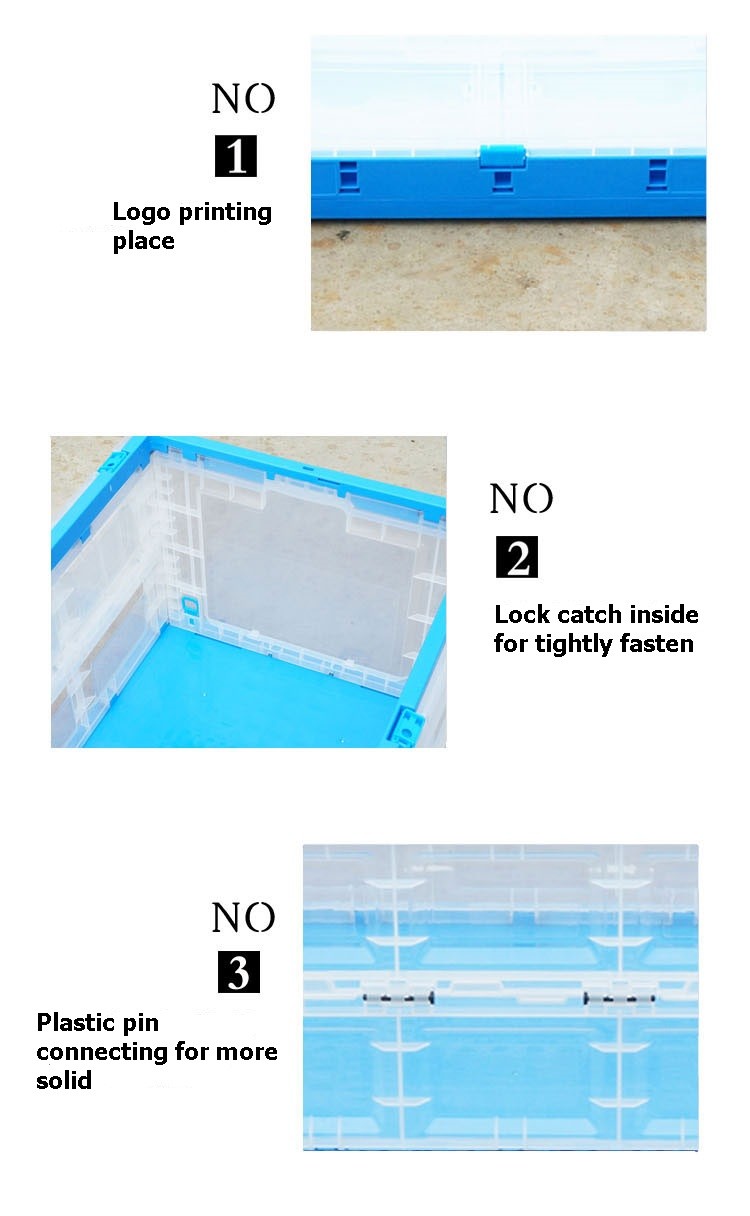 650*440*360 mm Plastic Collapsible Totes Length Sides Opening Collection