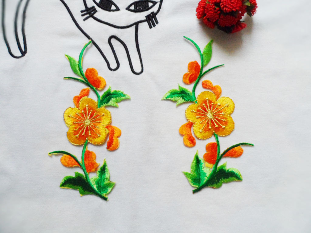 Apparel Accessories Red Rose Embroidery Lace Applique Hot Fix Motif