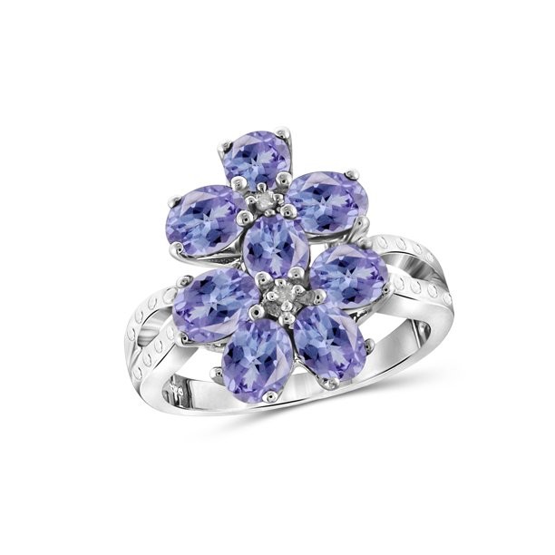 Natural 2 ct Cushion Cut Tanzanite Cocktail Ring in Sterling Silver Engagement Ring In 18K White Gold