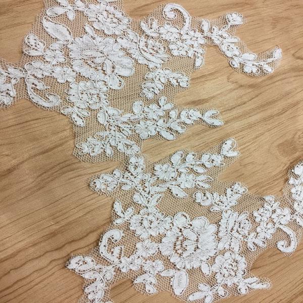 Ivory Venise Cord Lace Applique for Bridal Gown Wedding Dress decoration