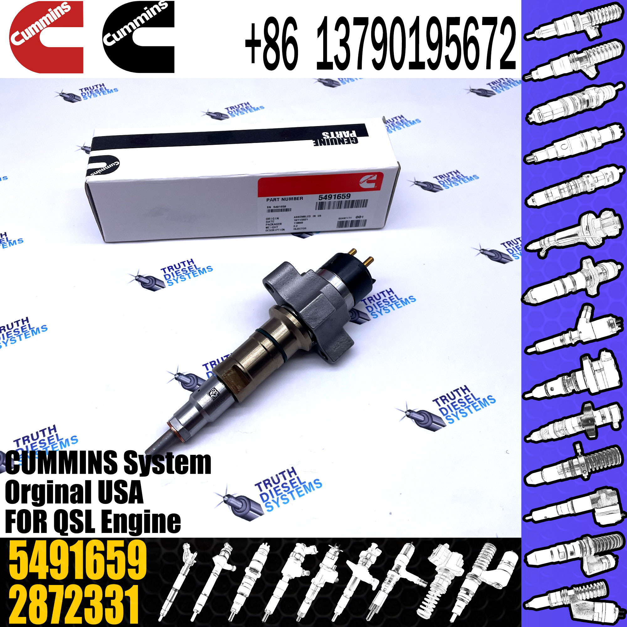 4359204 5491659 Diesel Engine Fuel Injector For Cummins Excavator QSL9.3 ISCE Engine 6L