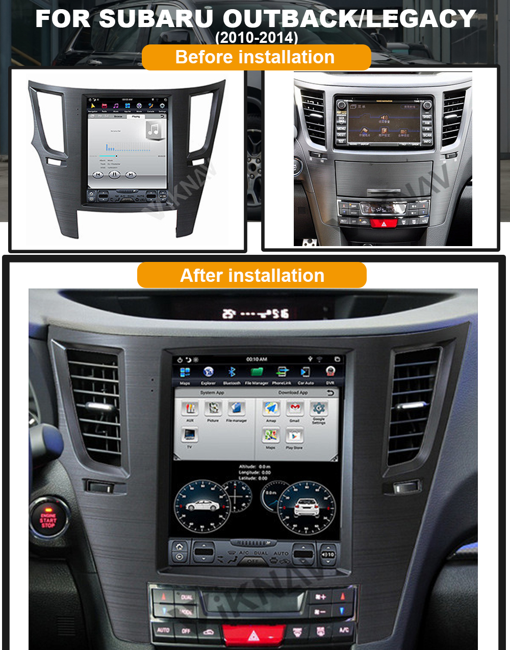 IPS 4K Android Car Radio Head Unit For Subaru Outback Legacy 2010 2014