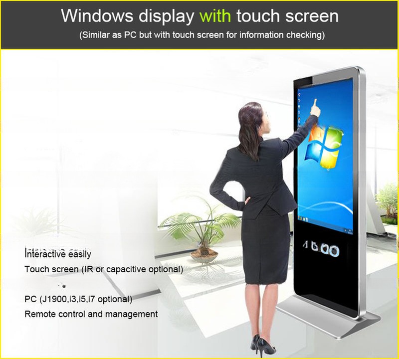 55" 58" inch UHD 4K floor standing LCD touchscreen computer self-service interactive terminal