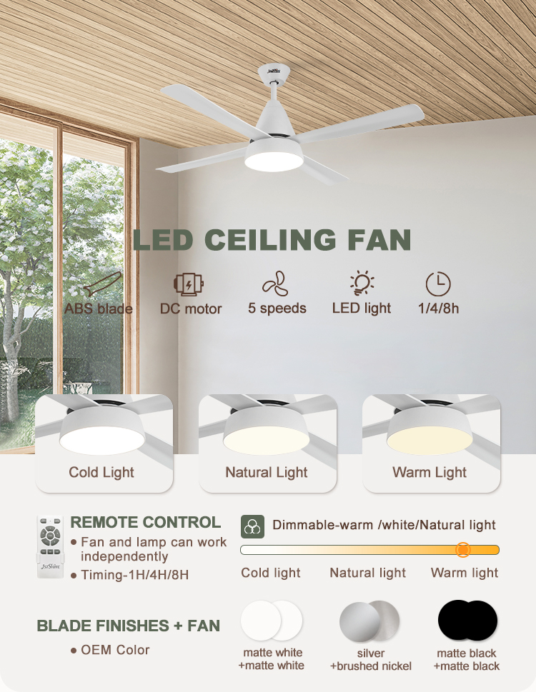 Indoor 52 Inch/OEM Pure Copper DC Ceiling Fan with LED Light and Remote Control Sale