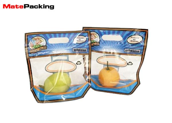 Custom Printing Vegetable Preserving Bags , Clear Handle Fruit Packaging Bags