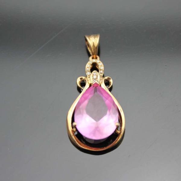 Women 925 Silver Jewelry 10mmx14mm Purple Cubic Zircon Pendant Necklace (PSJ0394)