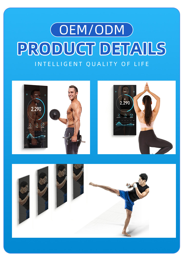 65" Interactive Fitness Touch Screen Workout Mirror LCD Display With Virtual Trainer