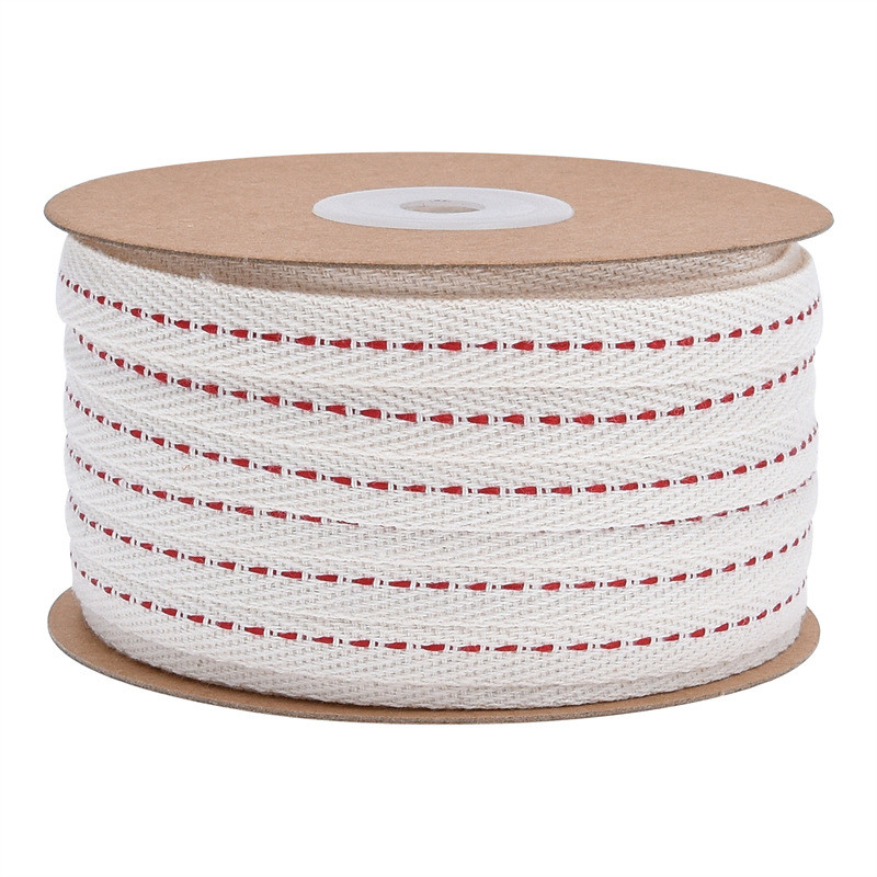 10mm*50y Cotton Stitched Edge Ribbon ISO9001 Custom Cotton Ribbon