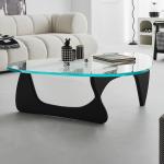 Wooden Legs Glass Modern Coffee Table Eating Table Combination