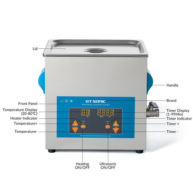 SUS304 Tank 9L 200W Heated Ultrasonic Cleaner For Medical Instruments