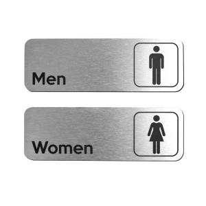 China Brushed Aluminum Custom Reflective Sign Unisex Restroom Symbol wholesale