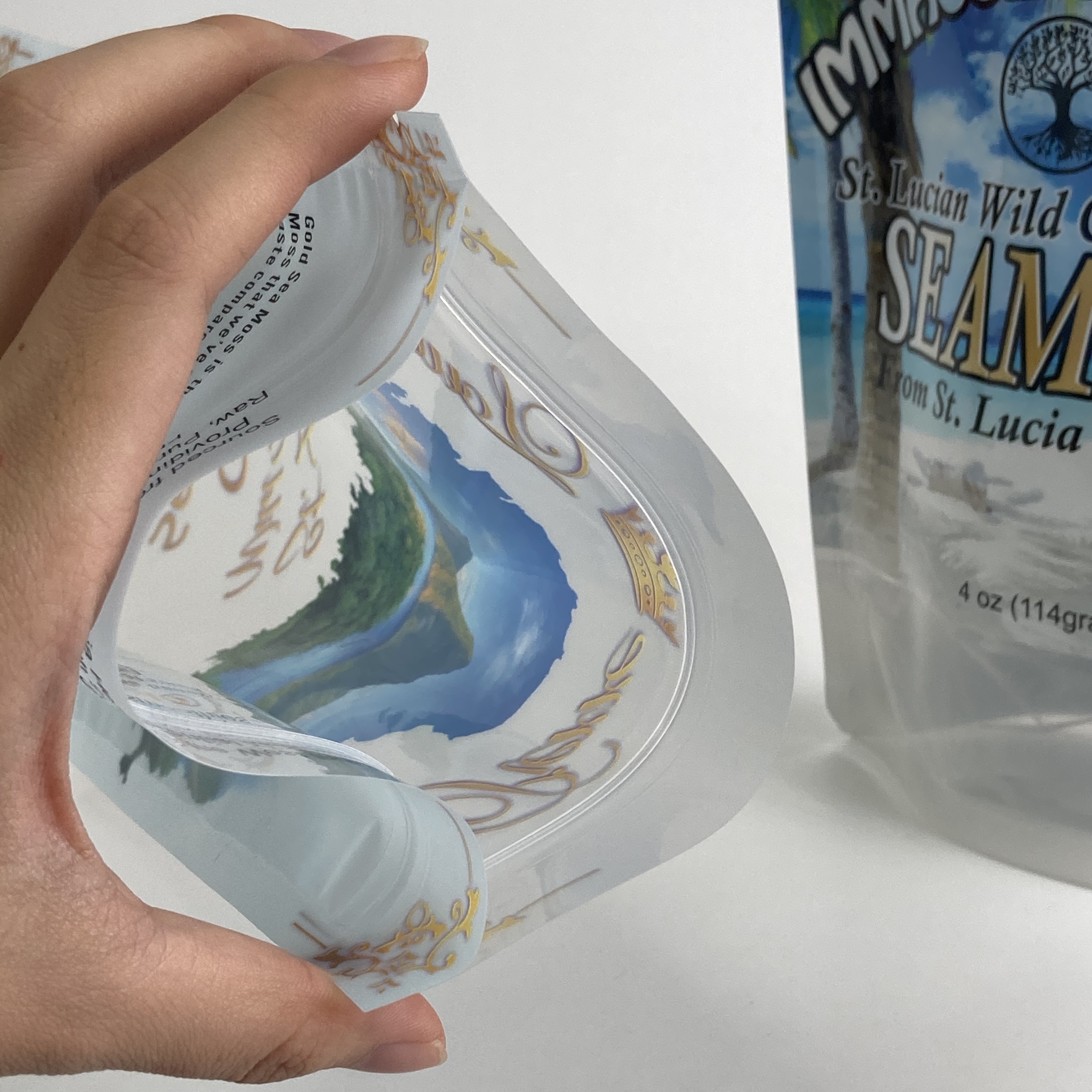 Low MOQ Plastic Bags Food Grade Stand Up Zipper Bags for Seamoss Matt Finish Resealable Stand Up Pouches