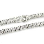 Brand New Luxury Hip Hop Rapper Necklace Rhinestone Iced Out Curb Silver Color