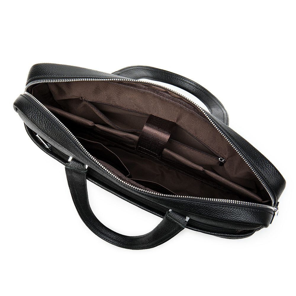 Full Grain Leather Briefcase Attache Laptop Bag Black Unisex Classy BRB03