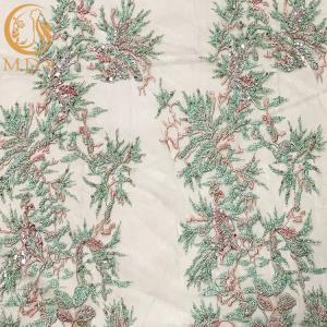 China 3D Hand Embroidered Beaded French Lace Fabrics Multi Color For Girls Party wholesale