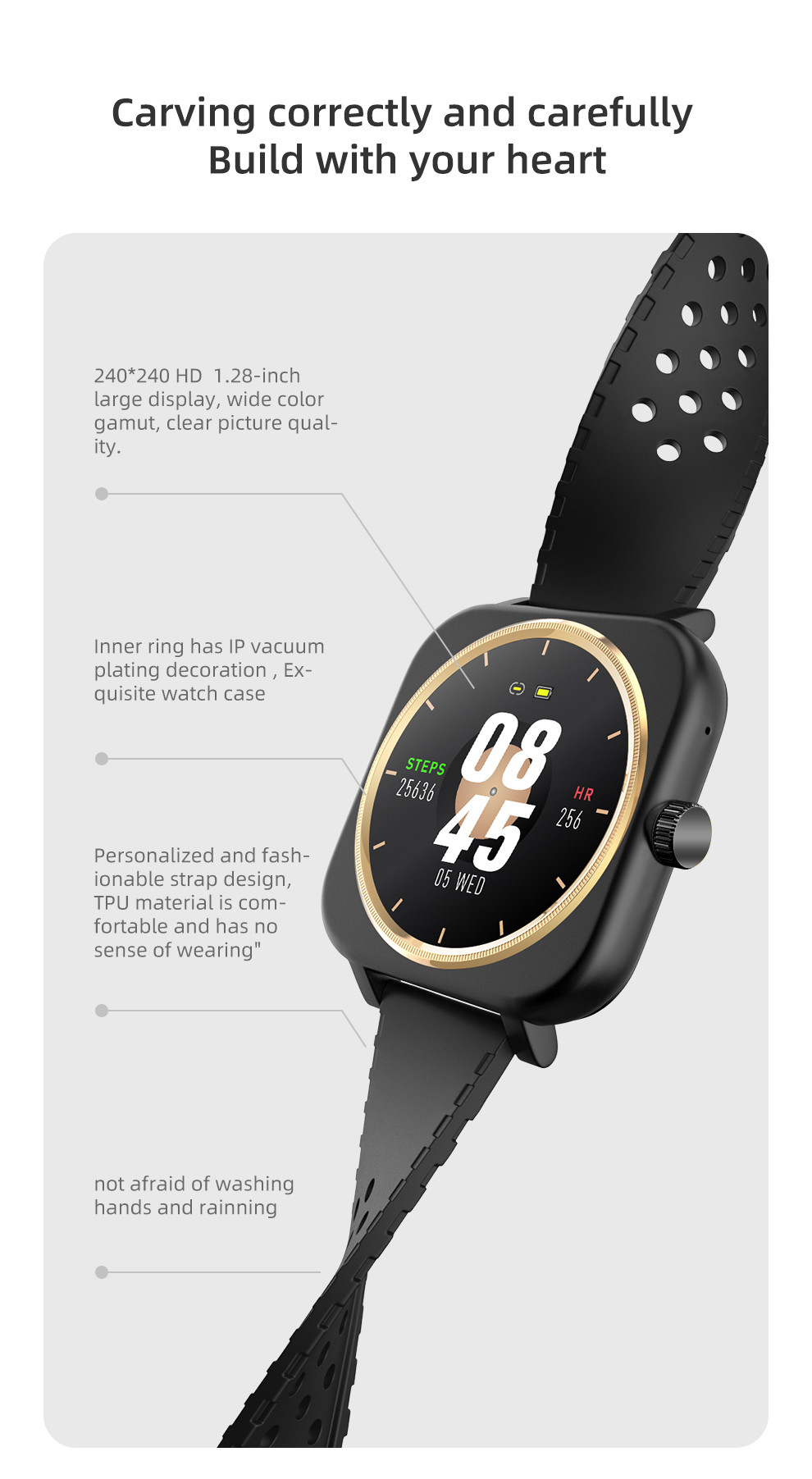Android 4.4 Bluetooth IOT Devices 240*240 Round Touch Screen Smartwatch