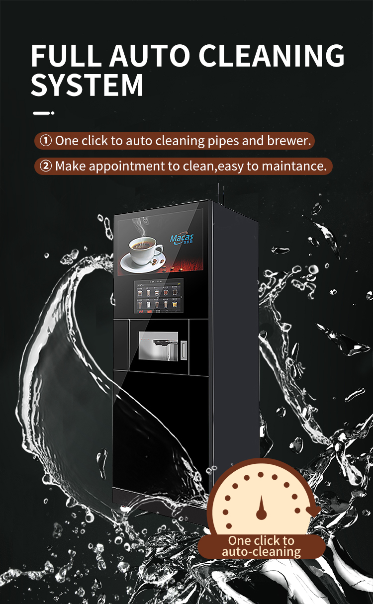 Freshly Ground Auto Cappuccino Vending Machine Free Standing With Cooler