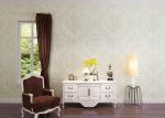 Living Room Washable Vinyl Wallpaper , White Damask Pattern Wallpaper