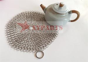 China Kitchen Cast Iron Cleaner Welded Stainless Steel Pot Brush Chain Mail Scrubber wholesale