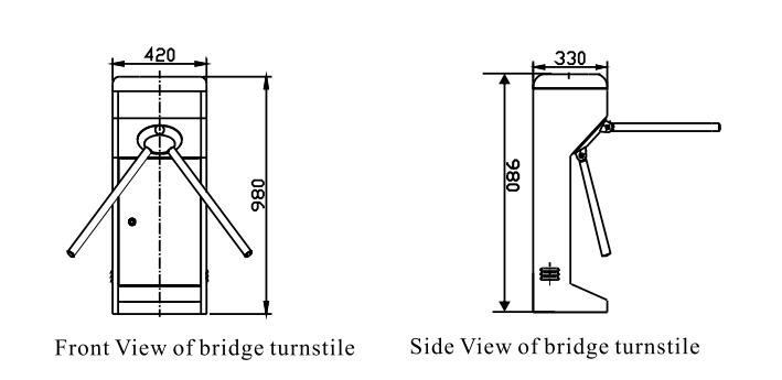 Drop arm Semi-automatic stainless steel Tripod Turnstiles with Controller and Fingerprint, RFID Reader