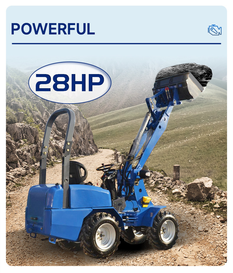 Hydrostatic Small Wheel Loader With 40l Hydraulic And Transmission System
