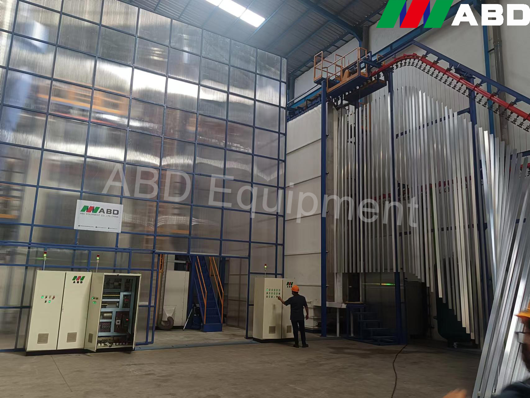 High Quality Aluminum Profile Vertical Automated Powder Coating Line Electrostatic Spray