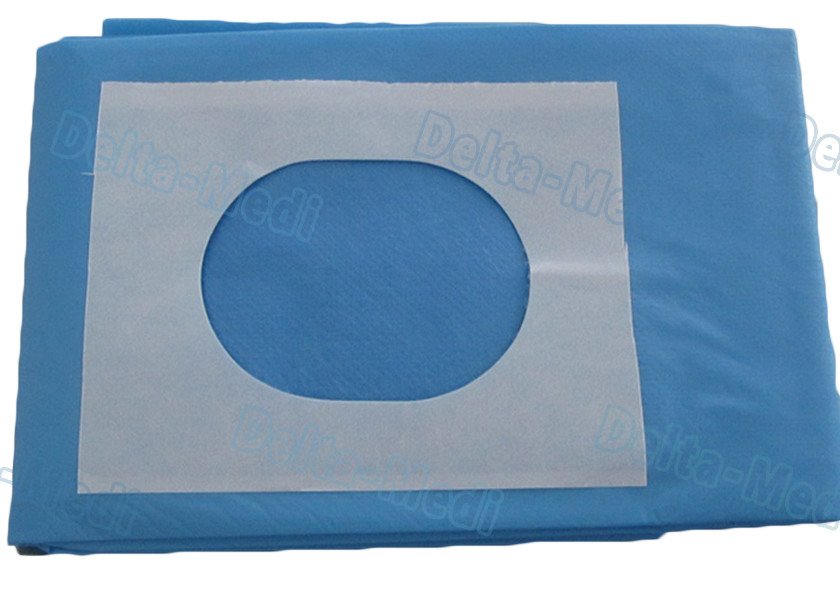 Sterile Blue SMS Disposable Surgical Drapes Utility Drape With Slotted Hole / Adhesive Tape