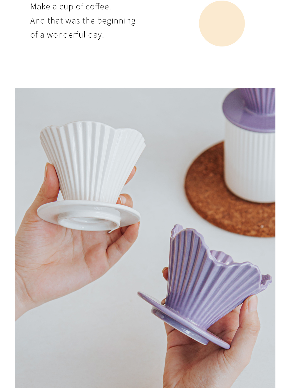 Straight Ceramic Reusable Hand Brew Coffee Filter Cup Convenient For Office And Home