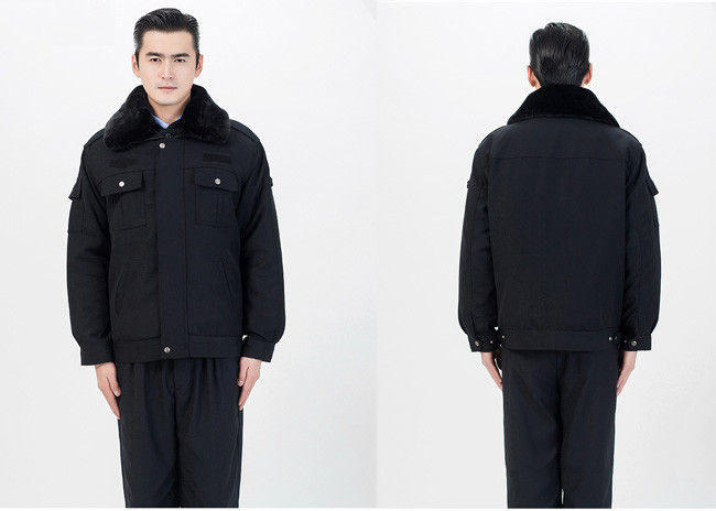 Fur Collar Security Guard Uniform , Security Guard Jackets With Two Pockets