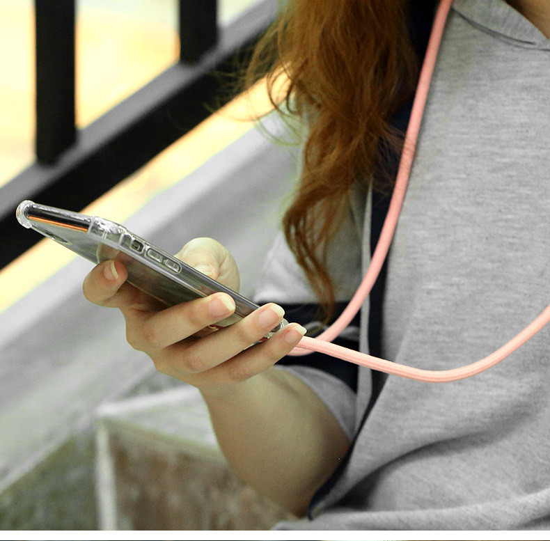 Liquid Silicone Nylon Rope Strap Shockproof Phone Cases For Iphone 6 7 Pro Max