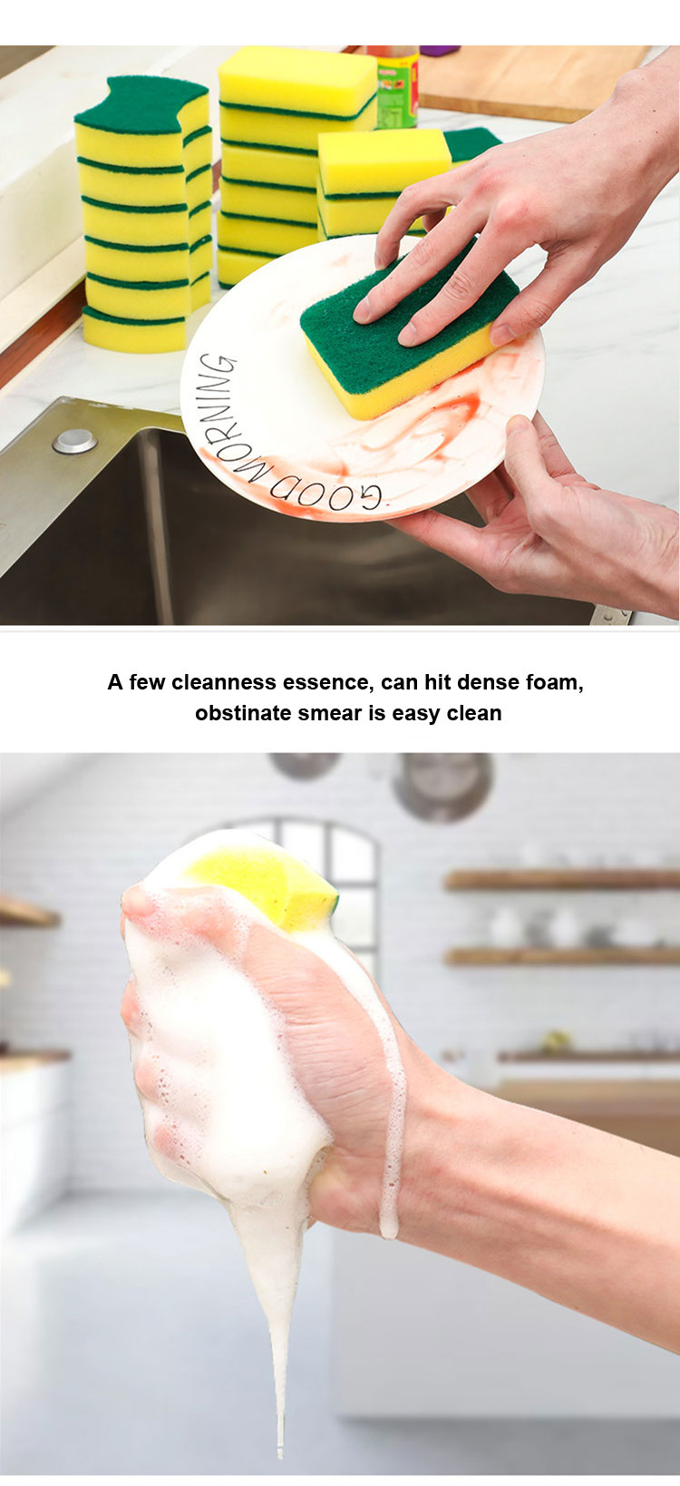 Comfortable Sustainable Kitchen Sponge Multi Purpose Deodorant Dry Quickly