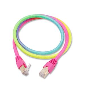 China Rainbow Color Braided Cat8 Patch Cable 26AWG To Match Colored Lights wholesale
