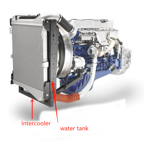 Doosan DX225 DB58 Radiator Assembly in Silver Material with 15kg Weight and DB58 Engine