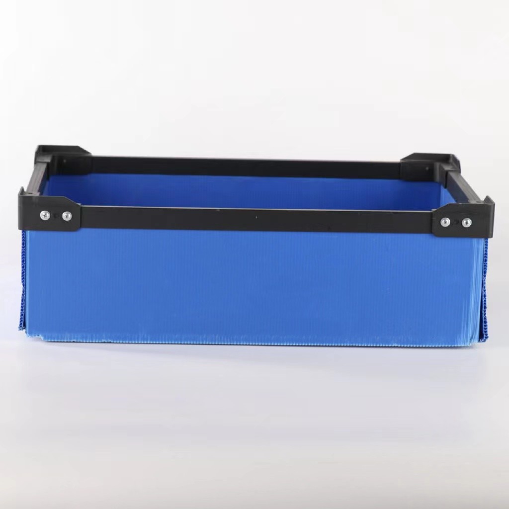 Strong Frame Reusable Plastic Shipping Boxes Black Blue Plastic Crate Container Moving Box
