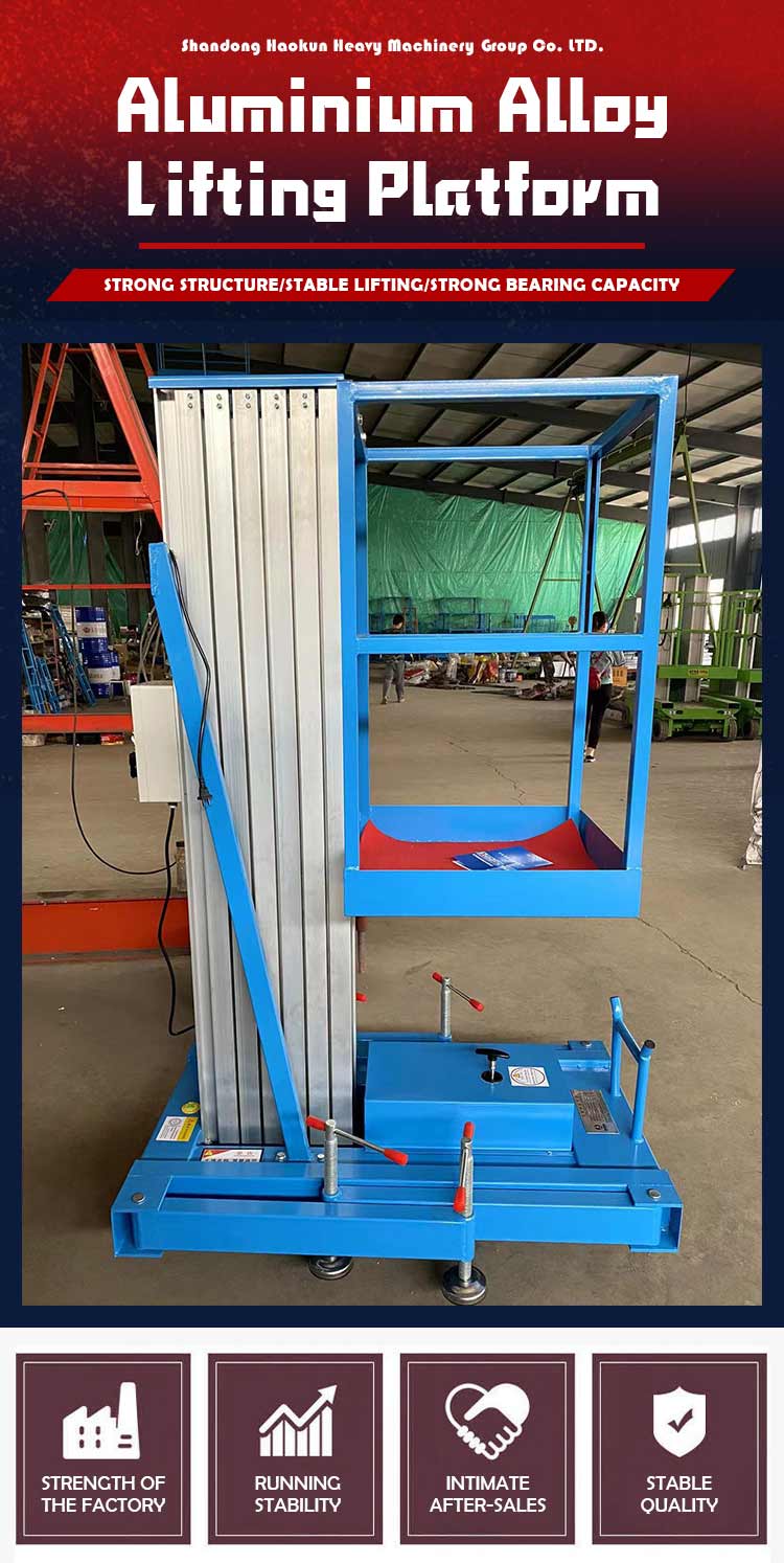 Mobile Push Around Personal Lift Vertical Mast Lift Manual Electric 4m 150kgs Portable One Man Lift for Sale