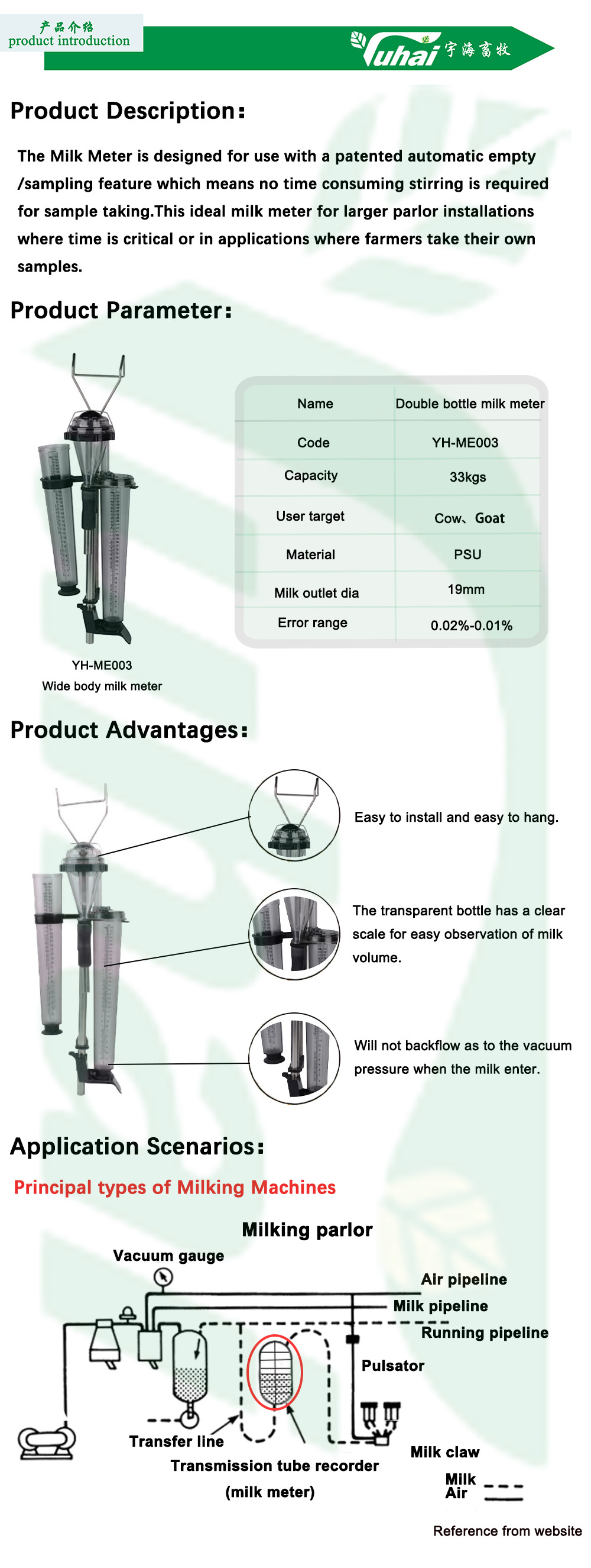 Electronic Milk Meter Hook Type Hanger Type TRU-TEST Double Bottle High Precision For Goat And Cow