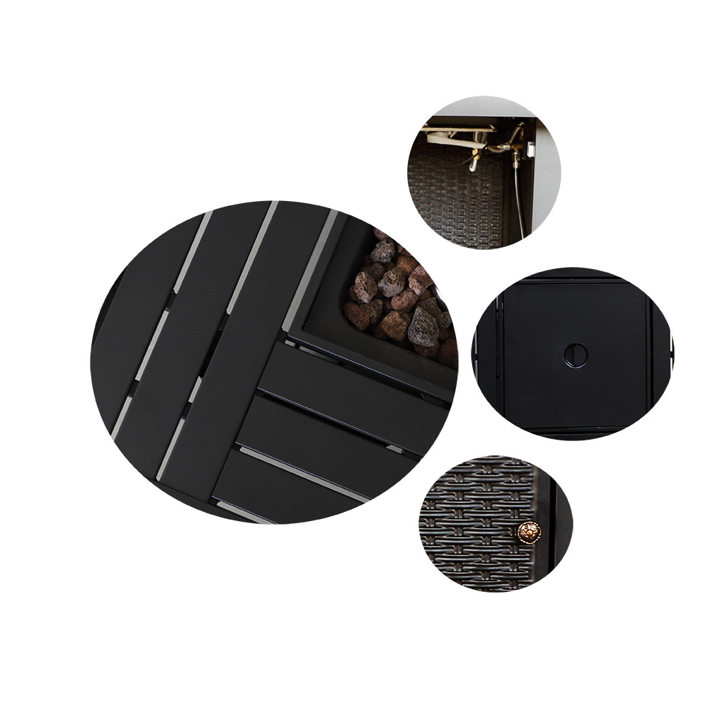 28 Inch 50,000 BTU Square Propane Gas Fire Pit Table Garden Backyard Deck Patio