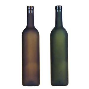 China Airtight Food Storage Green Frosted Round Glass Bottles 500ml 750ml in Glass Material wholesale