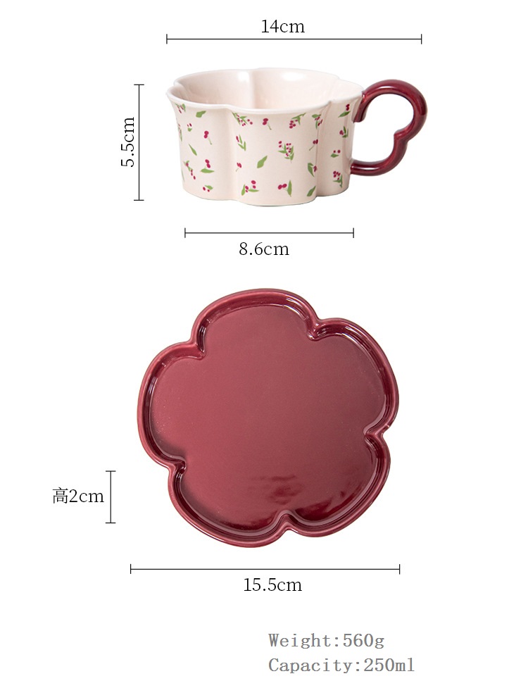 Vintage Afternoon Tea Flower Shaped Tea Cups And Saucers Cappuccino Mug Porcelain Set