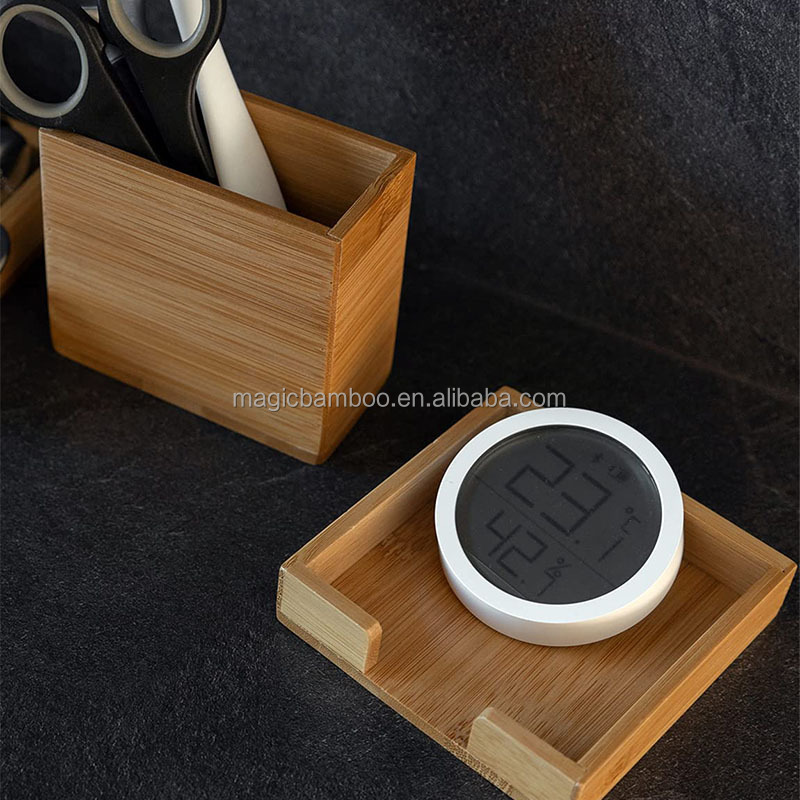 Efficiently Organize Your Bathroom with 6-Piece Bamboo Vanity Tray Set 38x10.5x10.1cm