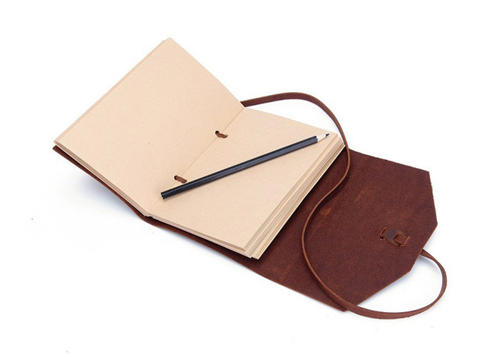 Dark Borwn Color Personalized Leather Bound Journal Refillable Weight 488g